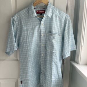 Simms Light Blue Checkered Men's Fishing Shirt